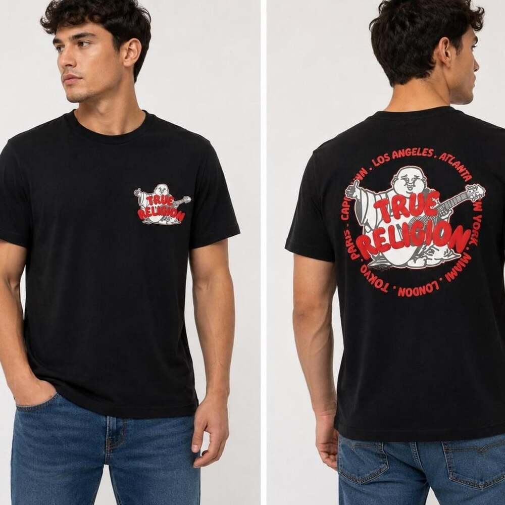 True Religion Bubble Graffiti Tee Jet Black XL New With Tags